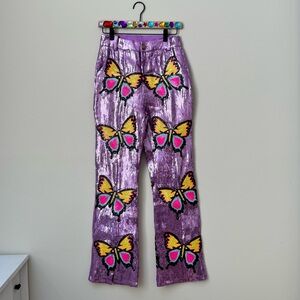 NWOT QUEEN OF SPARKLES Purple Butterfly Pants